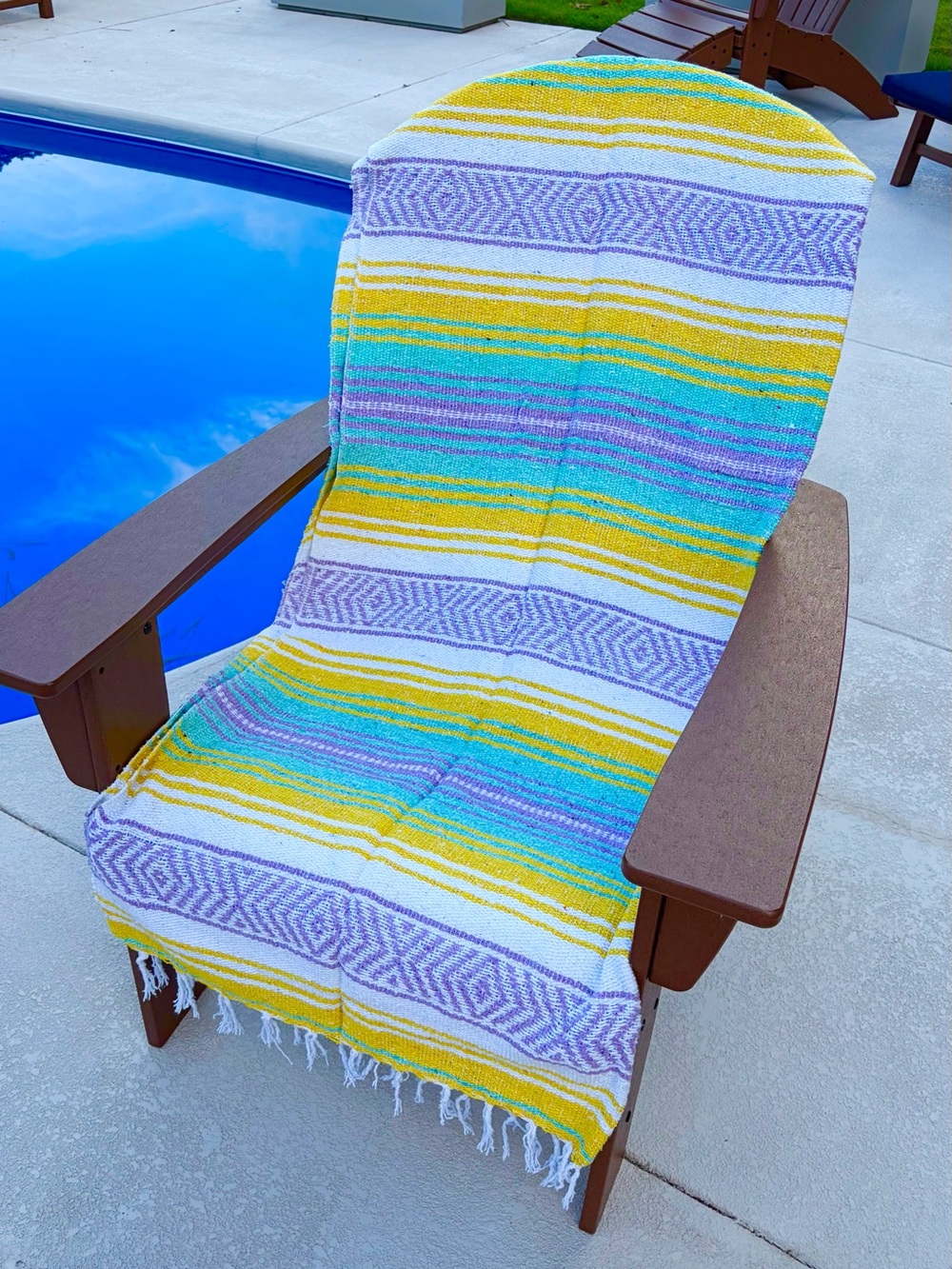 Mexican Falsa Blanket – Woven Striped Serape Throw with Fringe